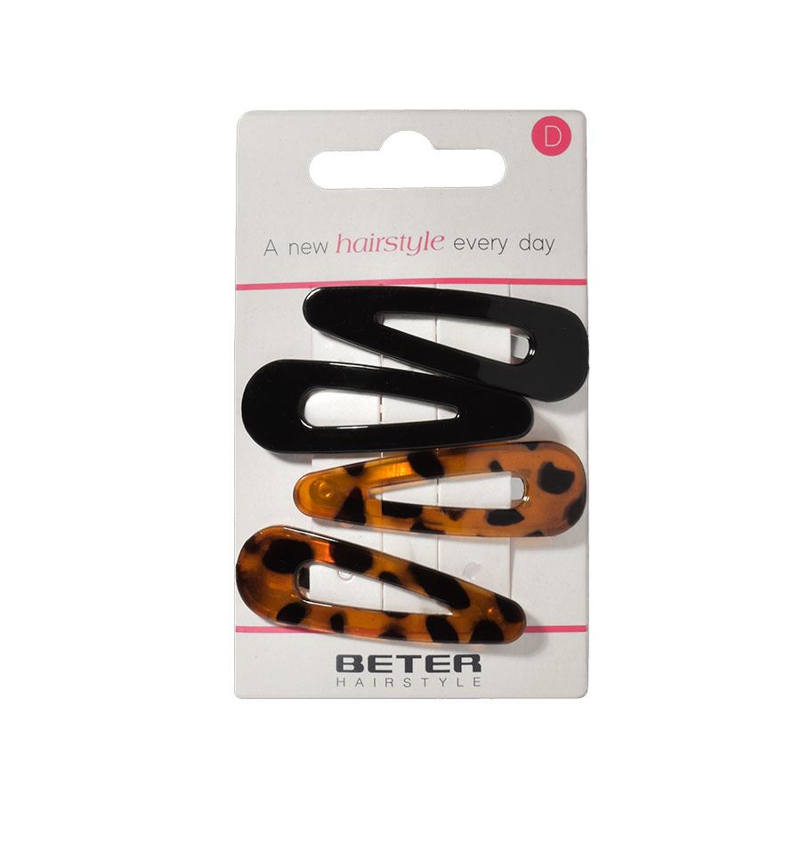 Clic clac 5,5cm 2pcs noir et 2pcs écaille (total 4pcs)